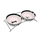 Trixie 24643 Napf-Set Eat on Feet, 2 × 2,6 l/ø25 cm, weiß/schwarz