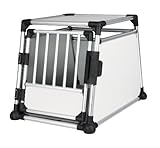 TRIXIE Hunde-Transportbox, Aluminium, M–L: 63 × 65 × 90 cm, hellgrau/silber, mit rutschfester...